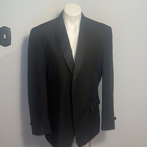Formal Fashions men’s black tuxedo jacket and pants. Jacket 38S, Pants 34x34